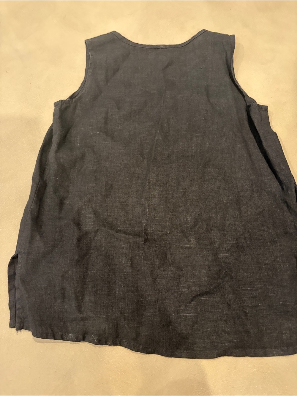 FLAX Black Linen Scoop Neck Tank - Picture 4 of 5